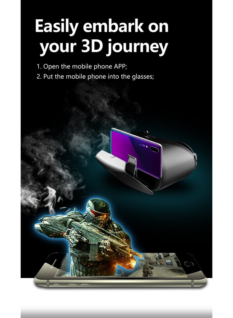 VRG VR Goggles VRG Pro X7 3D Virtual Reality VR Glasses, Blue Light Protection + Controller for Movies & Video Games Compatible with iOS & Android Smartphone within 5-7inch Screen Phone Eye Protected Soft & Comfortable Adjustable Distance Big Screen/ 3D Effect + Immersion /Full-Screen Vision, Full Screen, No Borders/ Immersive Games - Image 3